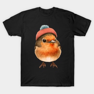 bird robin-robin in had-winter bird. T-Shirt